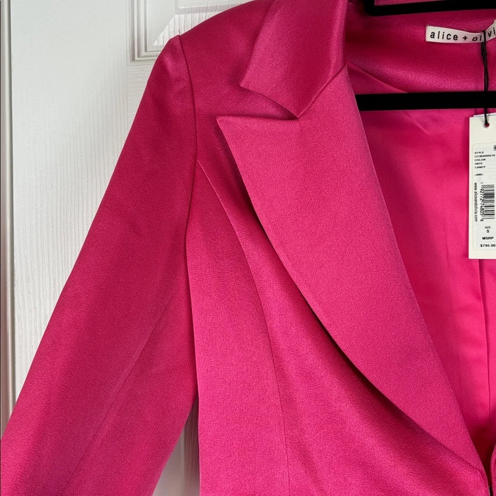 NWT Alice & Olivia Everly Tulle blazer candy pink sz sm - Picture 9 of 14